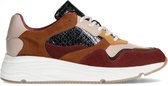 Manfield - Dames - Bordeaux rode sneakers met crocoprint - Maat 38