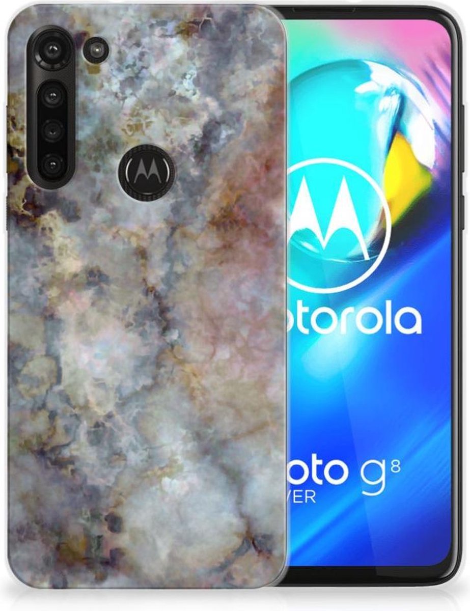 Motorola Moto G8 Power TPU Siliconen Hoesje Marmer Grijs