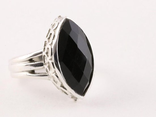 Zware bewerkte zilveren ring met onyx - maat 16.5 | bol.com
