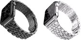 Geschikt voor Apple Watch bandje 38 / 40 / 41 mm - Series 1 2 3 4 5 6 7 SE - 2 pack - Smartwatch iWatch horloge band - 38mm 40mm 41mm - Fungus - RVS metaal - Zilver zwart - Fijn