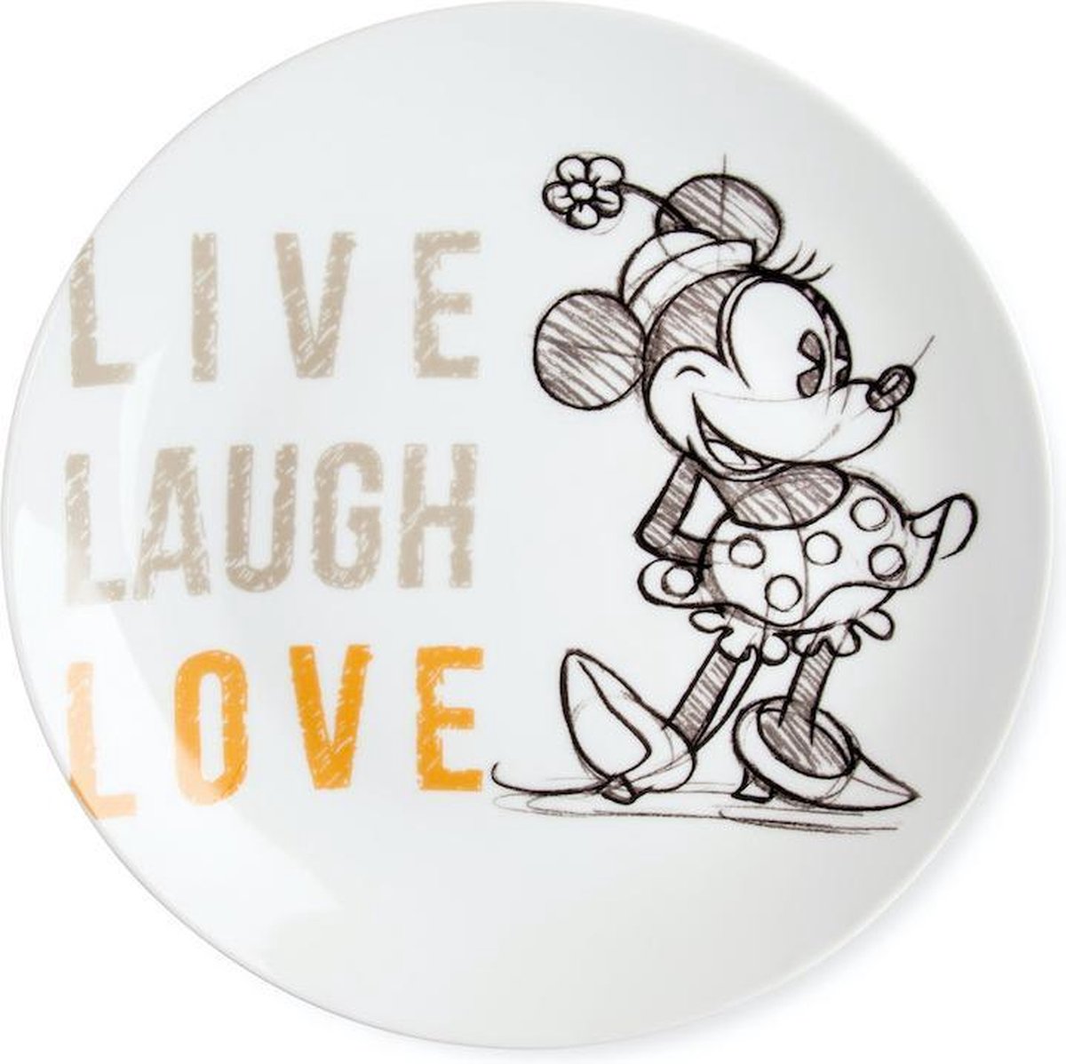 Disney Egan Bord Minnie Mouse Live Laugh Love Oranje 27cm