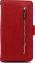HB Hoesje Geschikt voor Samsung Galaxy S10 Lite Rood - Luxe Kunstlederen Portemonnee Book Case met Rits