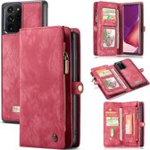 Samsung Galaxy Note 20 Ultra Bookcase hoesje - CaseMe - Geen opdruk Rood - Leer - Portemonnee met 11 Vakjes voor Pasjes en Ritsvak