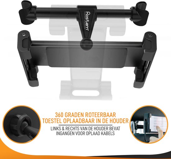 Tablethouder voor in de auto, compatibel met telefoon of tablet van 5,27 tot 10,24 inch, verstelbare afstand, kijkhoek, draaibaar display, metalen materiaal Tablethouder voor in de auto, compatibel met telefoon of tablet van 5,27 tot 10,24 inch, verstelbare afstand, kijkhoek, draaibaar display, metalen materiaal