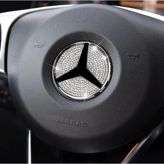 Autocollant d'emblème de volant de voiture Mercedes glitter 49mm logo  diamant strass