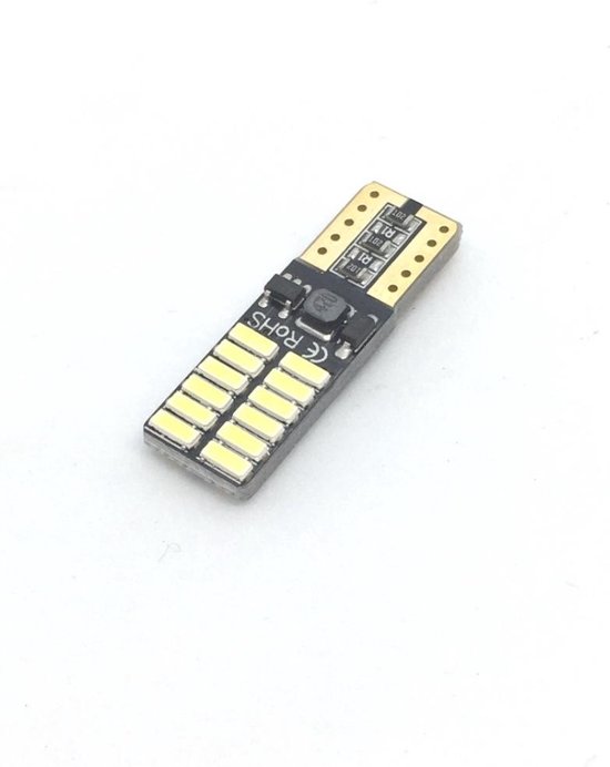 Een T10 W5W LED Canbus lamp met 24 SMD's, met CE ROHS-markering.
