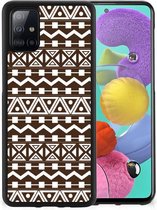 Telefoon Hoesje Geschikt voor Samsung Galaxy A51 Leuk TPU Backcase met Zwarte rand Aztec Brown