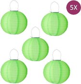 Solar lampionnen groen 35 cm - 5 stuks