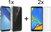 Samsung A8 2018 Hoesje - Samsung Galaxy A8 2018 hoesje shock proof case transparant cover - 2x Samsung A8 2018 Screenprotector