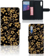 Telefoonhoesje Xiaomi Mi 9 Bookcase Cadeau voor Oma Gouden Bloemen