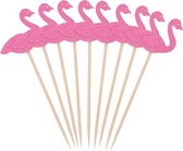 Flamingo satéprikkers - Roze - 10 stuks