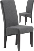 2 stoelen set met hoge ruglening modern stof antraciet