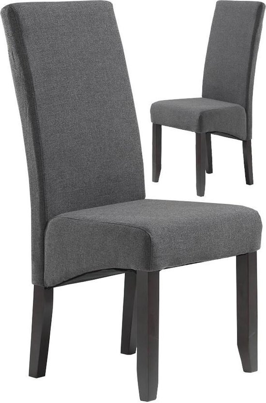 2 stoelen set met hoge ruglening modern stof antraciet | bol.com