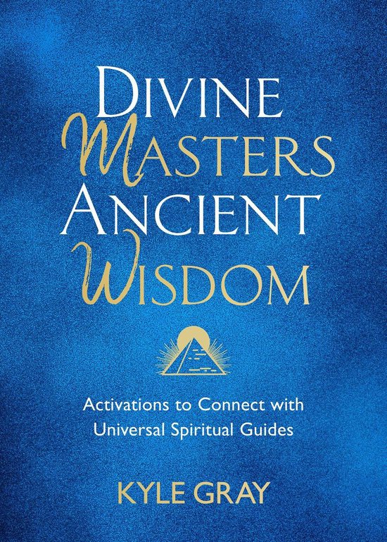 Boek kaft met de titel "Divine Masters Ancient Wisdom" op een blauwe, gespikkelde achtergrond.