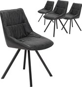 Set van 4 stoelen voor eetkamer uit PU-stof zwart metalen frame