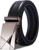 Leren Riem met Zilveren Gesp - Zwart - 130 cm