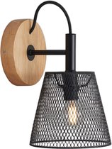 Briloner Leuchten WOOD & STYLE wandlamp - E14 max. 25W - Metaal en hout - Zwart en hout