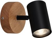Briloner Leuchten WOOD & STYLE - wandlamp - spot draaibaar - GU10 - Materiaal: hout en Metaal - Kleur: zwart