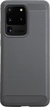 BMAX Carbon soft case hoesje geschikt voor Samsung Galaxy S20 Ultra / Soft Cover - Grijs