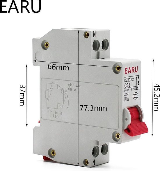 Meterkast zekering | Installatieautomaat | DZ30-32 Dpn 1P + N Mini Circuit  Breaker... | bol.com