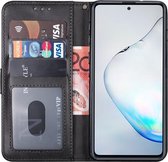 Samsung Note 10 Lite Hoesje - Samsung Galaxy Note 10 Lite hoesje bookcase met pasjeshouder zwart wallet portemonnee book case cover