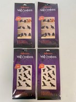 Halloween muurstickers (ratten/vogels) - set van 4 keer 12 stuks (zwart)