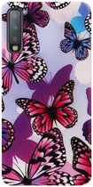 ADEL Siliconen Back Cover Softcase Hoesje voor Samsung Galaxy A7 (2018) - Vlinder Roze
