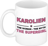 Karolien The woman, The myth the supergirl cadeau koffie mok / thee beker 300 ml