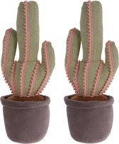 2x stuks deurstoppers cactus paars/groen 37 cm - Huishouden - Woonaccessoires/benodigdheden - Deurstoppers/raamstoppers cactussen