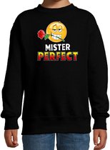 Funny emoticon sweater Mister perfect zwart voor kids - Fun / cadeau trui 122/128