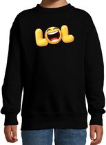 Funny emoticon sweater LOL zwart voor kids - Fun / cadeau trui 122/128