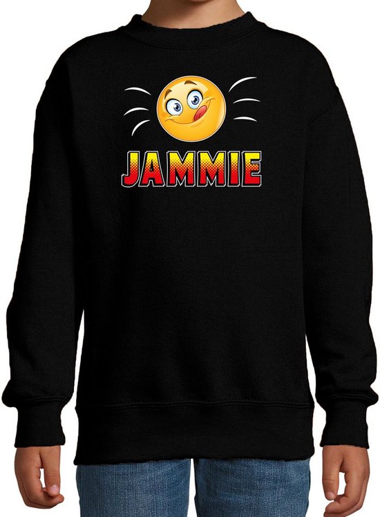 Funny emoticon sweater Jammie zwart voor kids -  Fun / cadeau trui 170/176