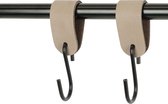 2x Leren S-haak hangers - Handles and more® | TAUPE - maat S (Leren S-haken - S haken - handdoekkaakje - kapstokhaak - ophanghaken)