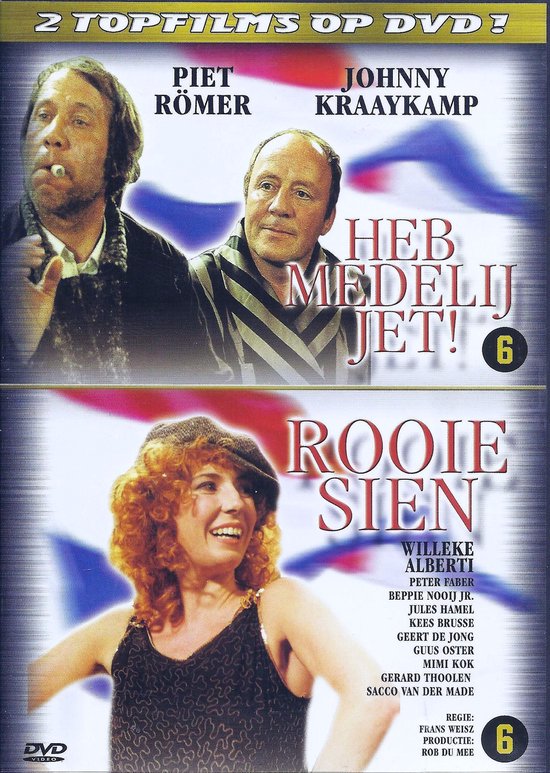 DVD-hoes met twee films: 'Heb Medelij, Jet!' met Piet Römer en Johnny Kraaykamp, en 'Rooie Sien' met Willeke Alberti.