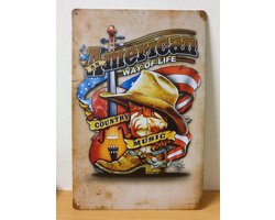 American Country  Music Reclamebord van metaal METALEN-WANDBORD - MUURPLAAT - VINTAGE - RETRO - HORECA- BORD-WANDDECORATIE -TEKSTBORD - DECORATIEBORD - RECLAMEPLAAT - WANDPLAAT - NOSTALGIE -CAFE- BAR -MANCAVE- KROEG- MAN CAVE
