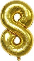 Folie Ballonnen XL Cijfer 8 , Goud, 86cm, Verjaardag, Feest, Party, Decoratie, Versiering, Miracle Shop