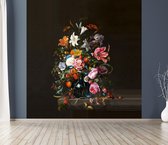 Fotobehang Bloemen Stil Leven - Vinyl behang met linnenlook - 280 x 265 cm