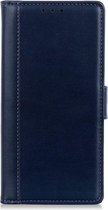 Shop4 - Geschikt voor iPhone 12 mini Hoesje - Wallet Case Grain Donker Blauw