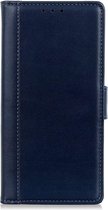 Shop4 - iPhone 12 Hoesje - Wallet Case Grain Donker Blauw