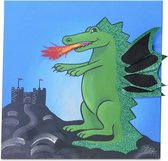 Ziegfeld Schilderij Draak Max Jongens 30 Cm Canvas Blauw/groen