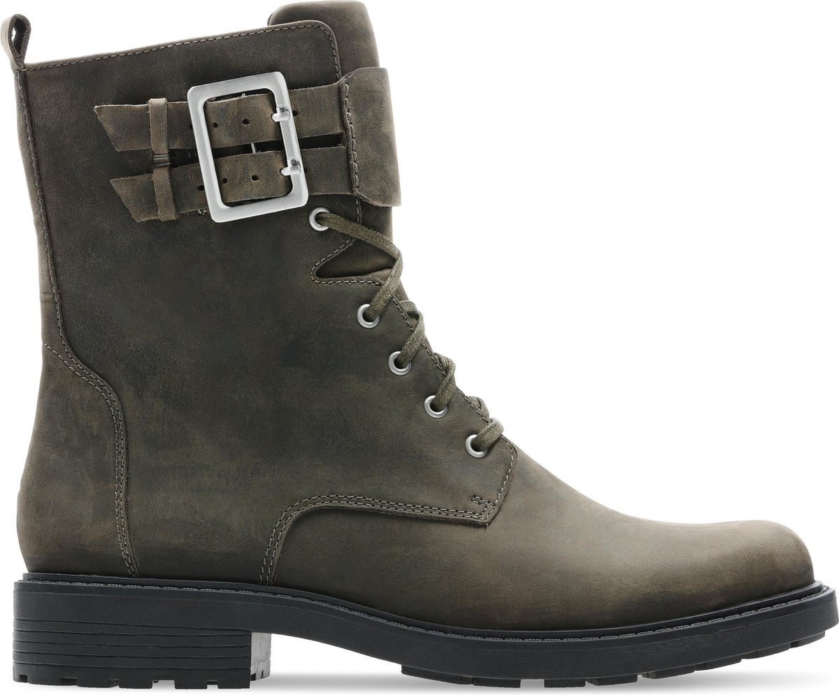 bol.com | Clarks Orinoco2 Lace Dames Laarzen - Dark Olive Lea - Maat 37