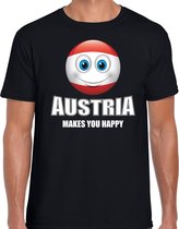 Austria makes you happy landen t-shirt Oostenrijk zwart voor heren met emoticon M