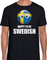 Zweden emoticon Happy to be Swedish landen t-shirt zwart heren 2XL