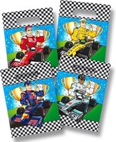 16x stuks Race/Formule 1 thema feestzakjes/snoepzakjes/uitdeelzakjes 18 x 28 cm
