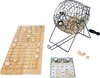 Afbeelding van het spelletje Luxe bingo spel metaal/hout complete set nummers 1-75 met molen, 174x bingokaarten en 2x stiften - Bingospel - Bingo spellen - Bingomolen met bingokaarten - Bingo spelen