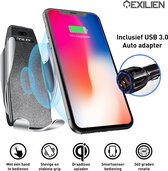 Universele telefoonhouder Iphone Samsung Huawei - Smartphone houder auto -Draadloze Qi autolader -Smart Sensor voor ventilatierooster – Wireless GSM Mobiel auto lader– incl oplader- Zwart