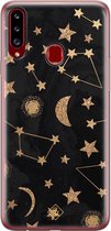 Samsung A20s hoesje siliconen - Counting the stars | Samsung Galaxy A20s case | zwart | TPU backcover transparant