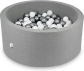 Ballenbad 90x40 Grijs met 300 ballen (wit-zilver)