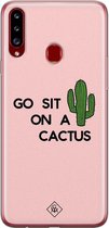 Samsung A20s hoesje siliconen - Go sit on a cactus | Samsung Galaxy A20s case | Roze | TPU backcover transparant