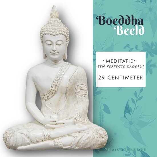 Boeddha beeld - Thaise Meditatie Boeddhabeeld wit 29cm| GerichteKeuze